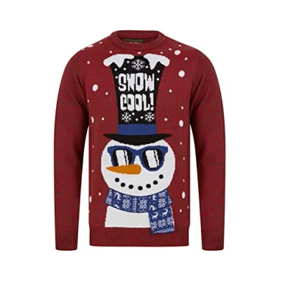 Image of Tokyo Laundry Merry Christmas Mens Light Up Jumpers Snowman Shades Red &amp; Dark Grey Large