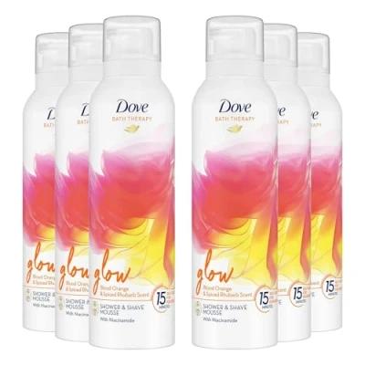 Image of Dove Bath Therapy Glow Shower and Shave Mousse with Orange Spiced Rhubarb Scent Vegan, Cruelty Free Creamy Texture Body Wash Make Your Skin Soft Re energised 200ml, 6 Pack