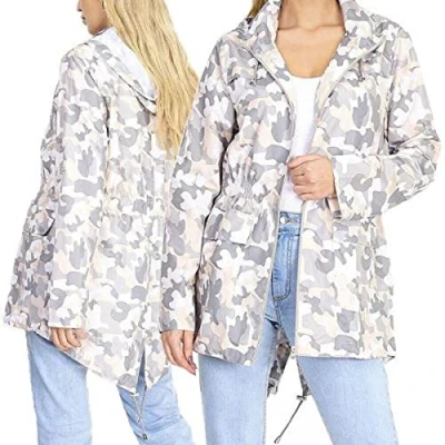 Image of Brave Soul Womens Light Pink Lightweight Showerproof Hooded Mac Blush Size 8 UK