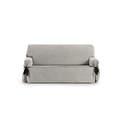 Image of Eysa Rabat adjustable universal sofa cover with ties 2 seaters color 56/light grey