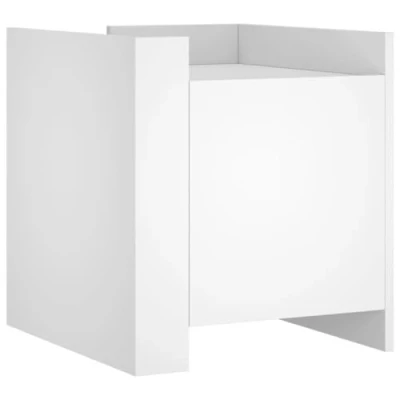 Image of vidaXL Bedside Cabinet White Engineered Wood 45x50x50 cm Nightstand with Ample Storage, Sturdy Tabletop, Easy to Clean &amp; Versatile Assembly for Bedroom/Living Room
