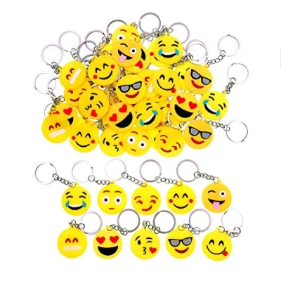 Image of JZK 50x Emoticon keychain keyring for children birthday party favours bag fillers kids thank you gift give away ideas
