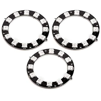 Image of AZDelivery 3 x LED Ring 12 Bit RGB WS2812B 5V 50mm Lamp Light 5050 compatible with Arduino Including E Book!
