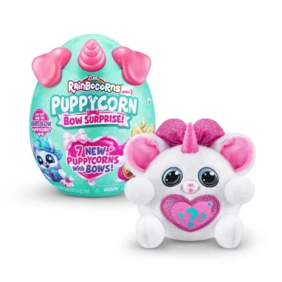 Image of Rainbocorns Puppycorn Bow Surprise, Series 3, Pinky the Chihuahua Collectible Plush 5 Layers of Surprises, Peel and Reveal Heart, Stickers, Slime, Ages 3+ (Chihuahua)