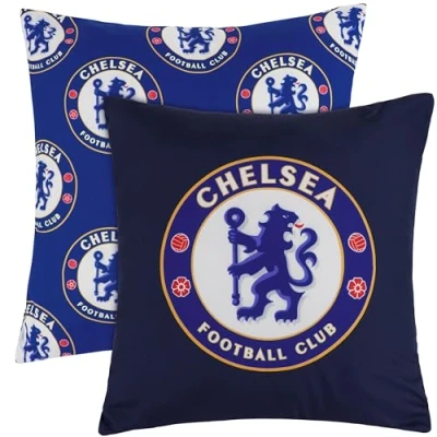 Image of Chelsea F.C. Square Cushion Covers, 39 x 39cm Bed, Sofa Cover Pack of 2 Gifts