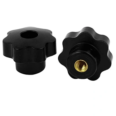 Image of Sourcingmap Screw On Type Knurled Clamping Nuts Knob Handle M8 Threaded 2pcs Black
