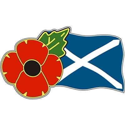 Image of Pinhead POPPY DAY STICKER WITH AND SCOTLAND FLAG 2, Ideal for cars, tablets, laptops, phones, scooters. (Large)