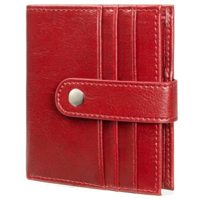 Image of JEEBURYEE Womens Wallet Small Leather Credit Card Holder RFID Blocking Ladies Slim Minimalist Bifold with Zipper Coin Pocket Wine Red