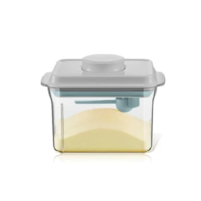 Image of Cubble Airtight Baby Milk Powder Container with Spoon and Scraper, BPA Free, Easy One Press Button (1000 ml Rectangle + Scraper)
