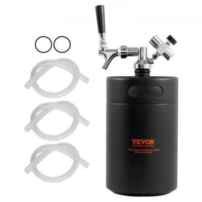 Image of VEVOR Beer Growler Tap System, 170Oz 5L Mini Keg, 304 Stainless Steel Pressurized Growler, Keg with Pressure Display, CO2 Regulator Faucet, Leak Proof Ring For Draft, Homebrew, Craft