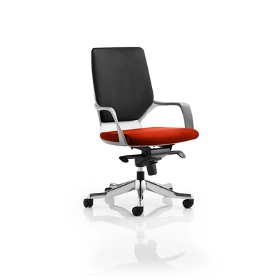 Image of Xenon Executive White Shell Medium Back Bespoke Colour Seat Tabasco Orange