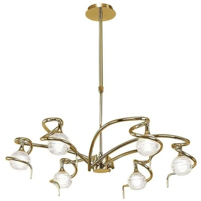 Image of Dali Telescopic Ceiling Pendant Semi Flush Convertible 6 Light G9, Polished Brass