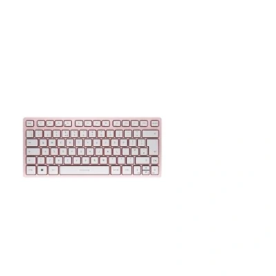 Image of Cherry KW 7100 MINI BT, Compact Multi Device keyboard with 3 Bluetooth Channels, UK Layout (QWERTY), Flat Design, incl. Transport Pouch, Blossom