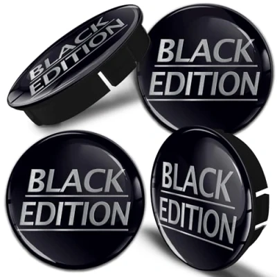 Image of Biomar Labs 4 x 60mm 3D Universal Wheel Hub Centre Caps Center Rims Black Edition Silver Logo C 29