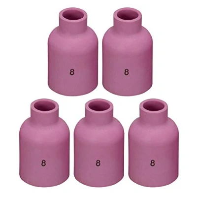 Image of RIVERWELD TIG Large Gas Lens Alumina Nozzle Ceramic Cups 57N74 8# Orifice Fit SR DB WP 9 17 18 20 25 26 Welding Torch 5pk