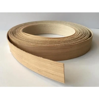 Image of Vale Veneers Pre Glued Iron on Oak Wood Veneer Edging Tape 18mm Wide x 5metres.