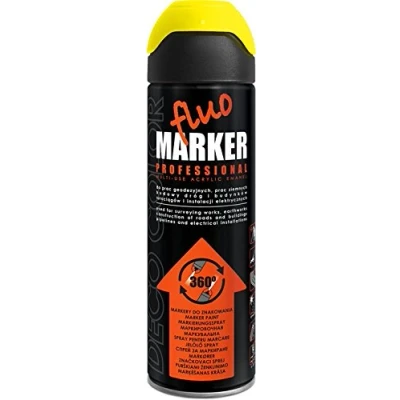 Image of DECO COLOR LINE Marker Spray Paint 500ml Surveying Warehouse Road Works Forestry Fluo Marking (Yellow)