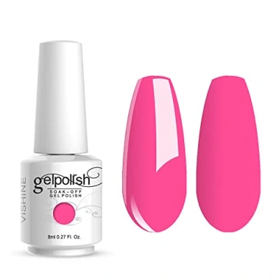 Image of Vishine 8ml Gelpolish Lacquer Shiny Color Soak Off UV LED Gel Nail Polish Manicure Hot Pink #1558