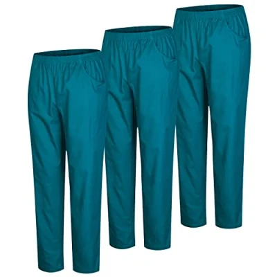 Image of MISEMIYA Set of 3 Uniforms Medical Scrub Pants Unisex Hospital Uniform Trousers Ref.8312 Medium, Green 3B 21