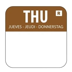 Image of Hygiplas Removable Colour Coded Food Labels Thursday (1000 pack)