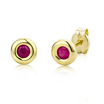 Image of Miore Earrings Women studs Ruby Yellow Gold 9 Kt / 375