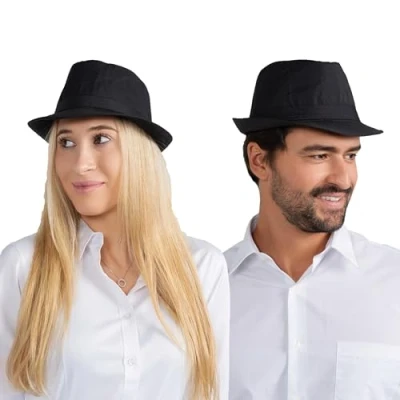 Image of Dress Up America Unisex White Fedora Hat for Adults Beautiful Set Role Play