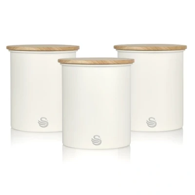 Image of Swan Nordic Set of 3 Storage Canisters White