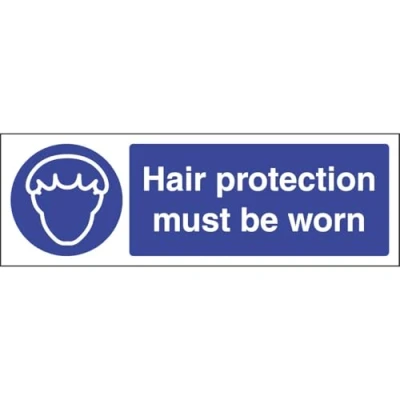 Image of V Safety Hair Protection Must Be Worn Sign 300mm x 100mm 1mm Rigid Plastic