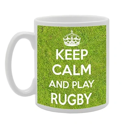 Image of Coralgraph Inc MG558 Keep Calm and Play Rugby Novelty Gift Printed Tea Coffee Ceramic Mug