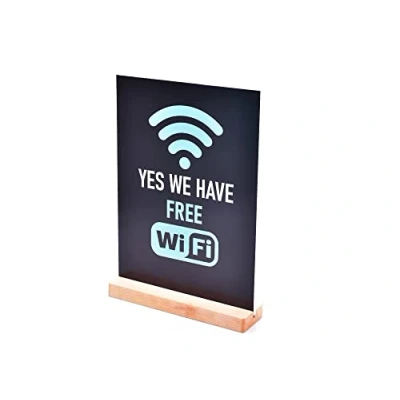Image of Free Wi Fi Sign Window display, counter top sign, freestanding or adhesive, available in sizes A4 / A5 (A5 Adhesive)