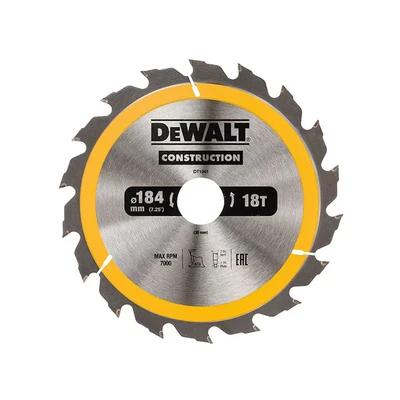 Image of DEWALT DT1941 QZ Portable Circular Saw Blade for Construction 184 X 30 Mm 18D ATB + 20º