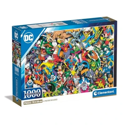 Image of Clementoni Jigsaw Puzzle Impossible Dc Comics 1000 Pieces For Adults 14 99 Years, Gift Men/Women, Super Hero, Hard Jigsaw, Difficult Puzzle, Made In Italy, 39863