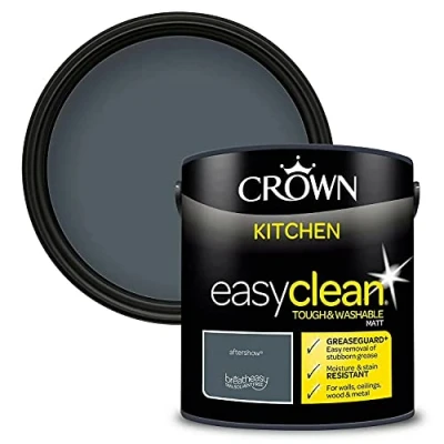 Image of Crown 2.5L Easyclean Kitchen MATT Emulsion Multi Surface Paint With GREASEGUARD+ That can be Used on Walls, Ceilings, Wood and Metal. Stain &amp; Scrub Resistant Formula Aftershow