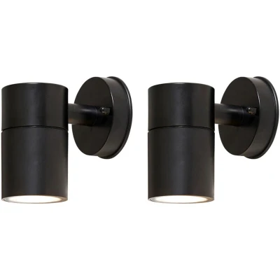 Image of LITECRAFT Hahn Outdoor Poly carbonate LED Up Or Down Wall Light Black (Pack of 2)