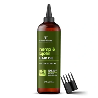 Image of Botanic Hearth Hemp &amp; Biotin Hair Oil 6.7 fl oz Nourishing and Strengthening Treatment For Thicker, Healthier Looking Paraben Free All Types