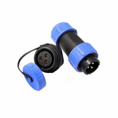 Image of HangTon HE21 3 Pin Outdoor Waterproof Connector Electrical Circular Threaded Male Cable Plug Female Panel Mount Socket for LED/Power/Lighting Equipment