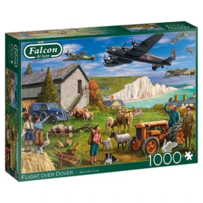 Image of Jumbo, Falcon de luxe Flight over Dover, Jigsaw Puzzles for Adults, 1000 piece, Muliti