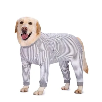 Image of Yeapeeto Dog Onesie Surgery Recovery Suit for Large Medium Bodysuit Dogs Pajamas PJS Full Body Shedding, Allergy, Anti Licking, Wound Protection, Cone Alternative (7XL, Grey)