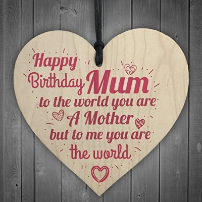 Image of RED OCEAN Happy Birthday Mum Wooden Heart Mummy Funny Special Card Baby Son Daughter Love Gift