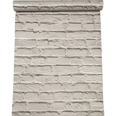 Image of SOPHIE LAURENCE Grey House Brick Pattern Metallic Shimmer Faux Effect Textured Wallpaper Free Match Living Room Bedroom Kitchen Feature Wall
