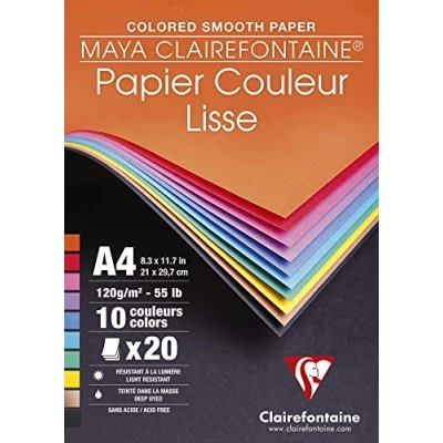Image of Clairefontaine Ref 97444C Maya Smooth Glued Paper Drawing Pad (20 Sheets) 120gsm A4 (29.7 x 21cm) Black Colour Deep Dyed, Acid Free, pH Neutral