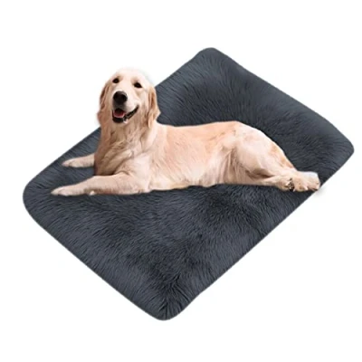 Image of Xpnit Faux Fur Dog Bed Mat,Calming Super Soft Warm Fluffy Mattress,Soft Washable Pet Sleeping Mat Non Slip (45X45CM,Dark Grey)