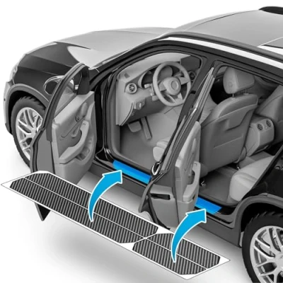 Image of uProtect Car Door Sill Protectors for Skoda Kodiaq NS7 I 2017 2024 Paint Protection Film Kick Plates Panel Covers Carbon