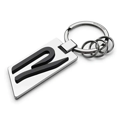 Image of Volkswagen 5H6087010 Keyring Original R Logo Metal Silver/Chrome/Black, M