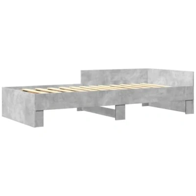 Image of vidaXL Bed Frame Concrete Grey 90x190 cm Single Engineered Wood Slatted Base