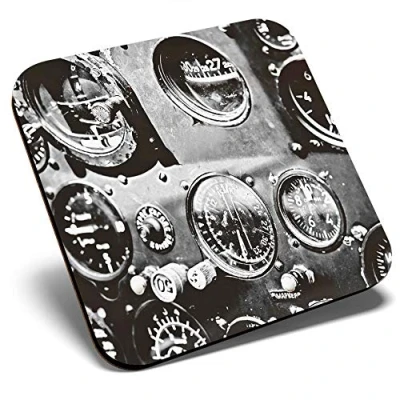Image of Great Single Coaster Square Retro Plane Instruments Pilot Aircraft Glossy Quality Coasters Tabletop Protection for Any Table Type #12663