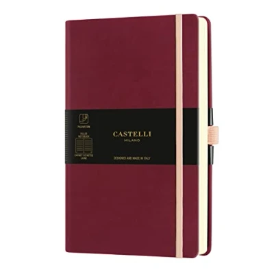 Image of Castelli Milano AQUARELA Black Cherry Notebook 13x21 cm Striped Hard Cover Colour Bordeaux 240 Pag