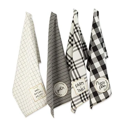 Image of DII Kitchen Collection, Cotton, Black, Dishtowel Set, 18x28