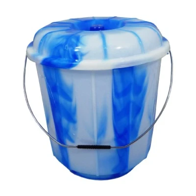 Image of Blue 3L Small Tie Dye Design Plastic Bucket with Lid