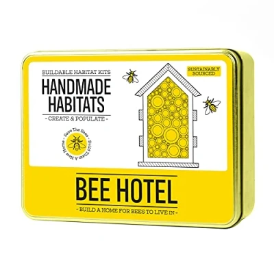 Image of Gift Republic Handmade Habitats Personalised Bee Hotel Kit With 6 pack Colouring Wooden Pencils, Multicoloured, 20x15x7 cm